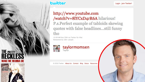 Taylor Momsen, Twitter, Joel McHale Taylor Momsen, Twitter, Joel McHale